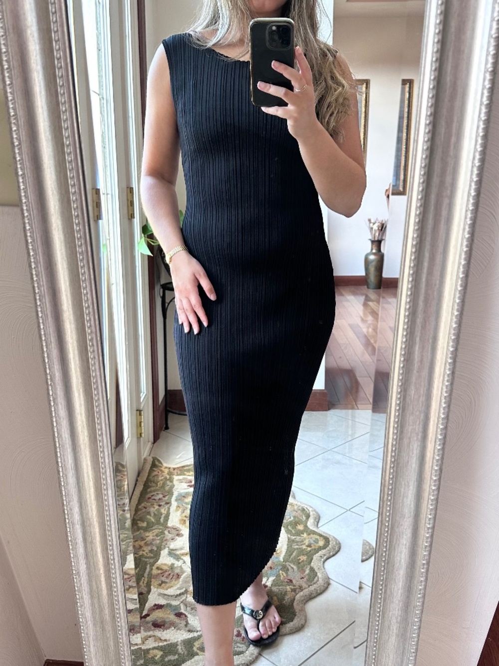 Stile by Per Lei Ribbed Black Dress NWT